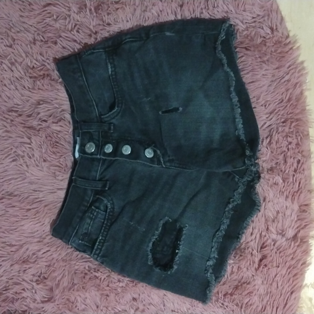 Kids Black Denim Shorts
